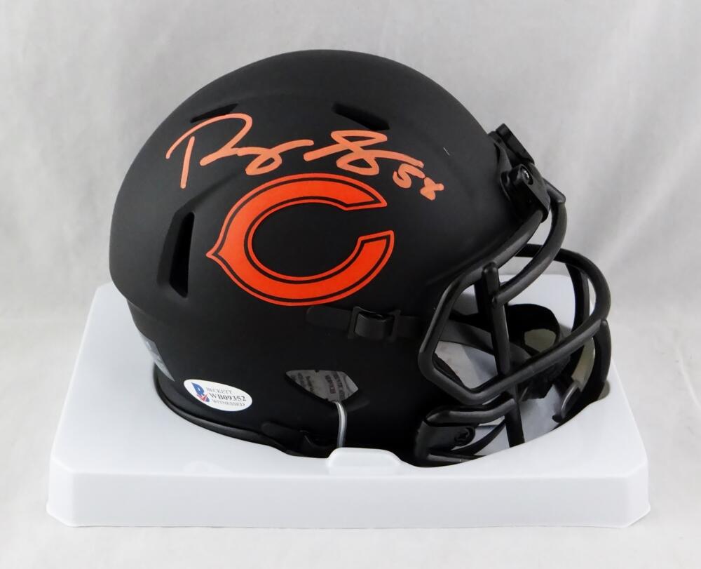 Roquan Smith Autographed Chicago Bears Eclilpse Speed Mini Helmet- Beckett W Auth *Orange