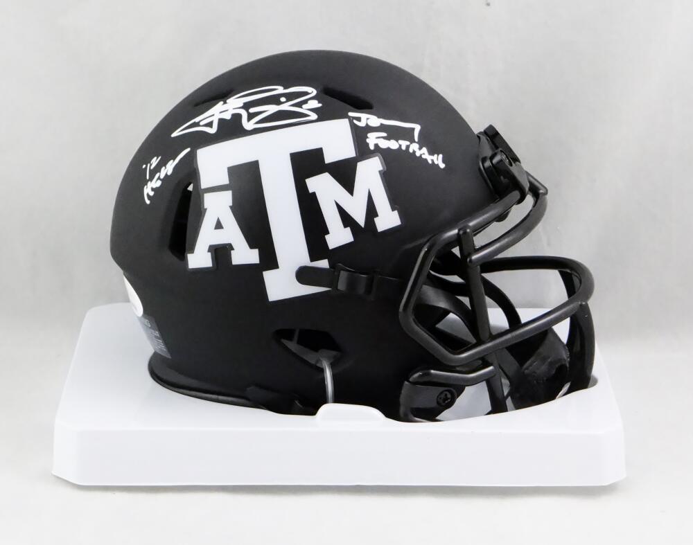 Johnny Manziel Autographed Texas A&M Eclipse Speed Mini Helmet w/ 2 Insc - JSA W *White