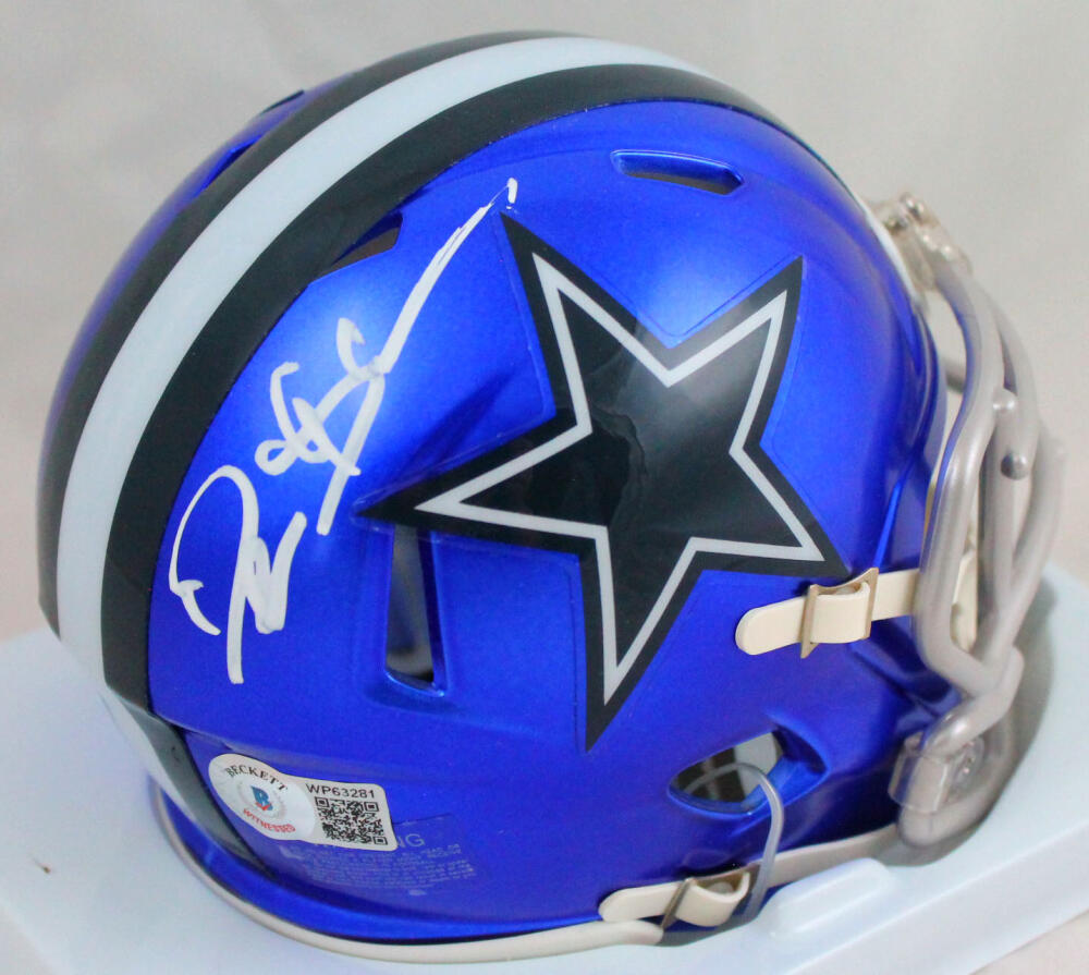 Deion Sanders Autographed Dallas Cowboys Flash Mini Helmet-Beckett W Hologram *White