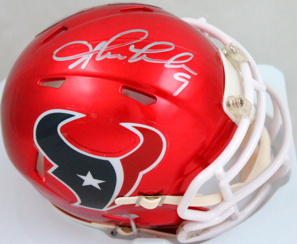 Shane Lechler Autographed Texans Flash Speed Mini Helmet-Beckett W Hologram *Silver