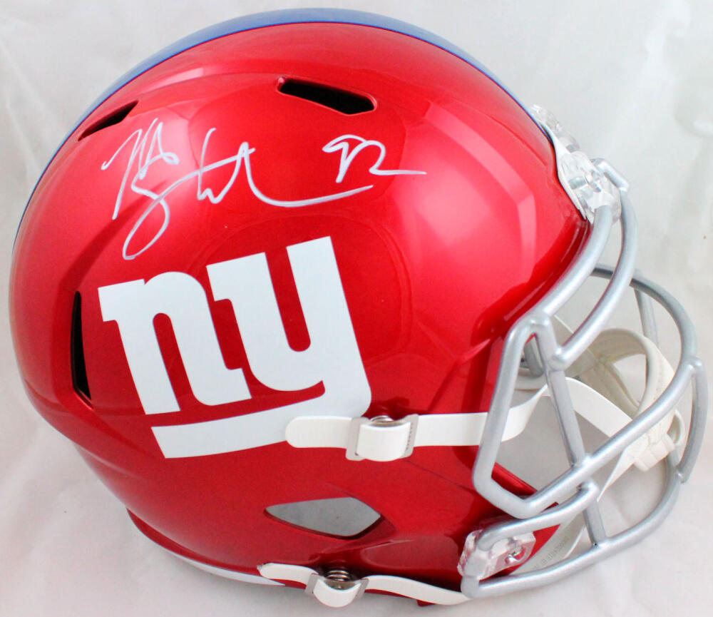 Michael Strahan Autographed NY Giants F/S Flash Speed Helmet-Beckett W Hologram *White