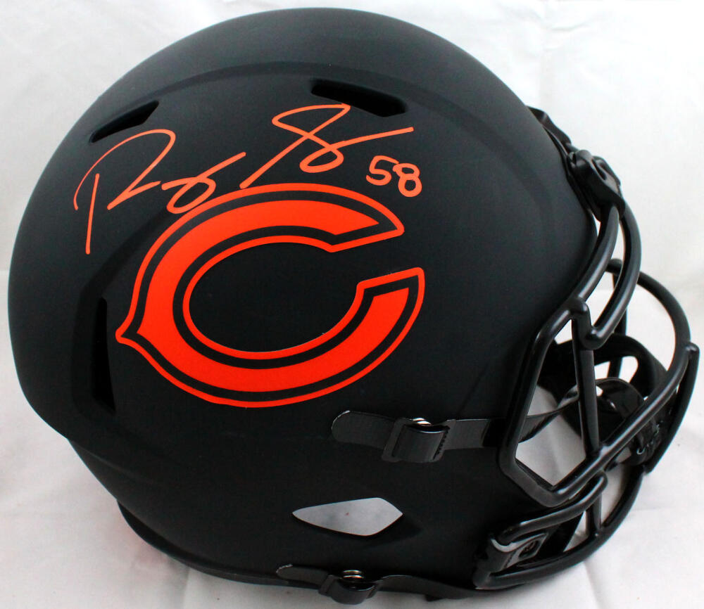 Roquan Smith Autographed Chicago Bears F/S Eclipse Speed Helmet- Beckett W Auth *Orange