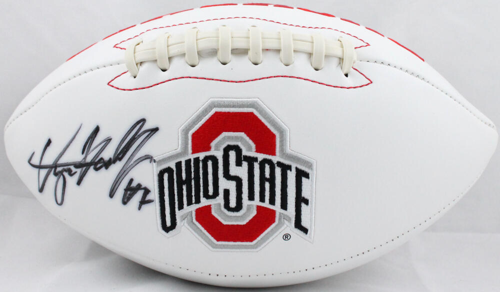 Dwayne Haskins Autographed Ohio State Buckeyes Logo Football- Beckett Auth *Black