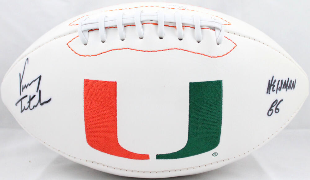 Vinny Testaverde Autographed Miami Hurricanes Logo Football W/ Heisman- JSA W Auth