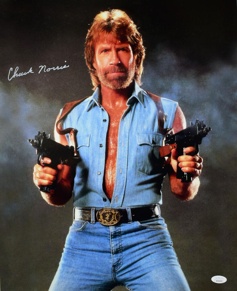 Chuck Norris Autographed 16x20 Close Up Invasion U.S.A Photo- JSA W *White