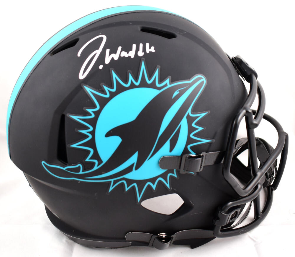 Jaylen Waddle Autographed Miami Dolphins F/S Eclipse Speed Helmet- Fanatics *Silver