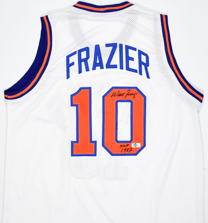 Walt Frazier Autographed White Pro Style Jersey w/HOF - Beckett W Hologram *Black