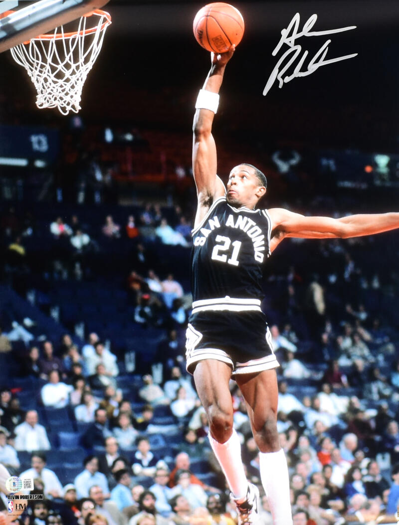 Alvin Robertson Autographed San Antonio Spurs 16x20 Dunk Photo - Beckett W Hologram *Silver